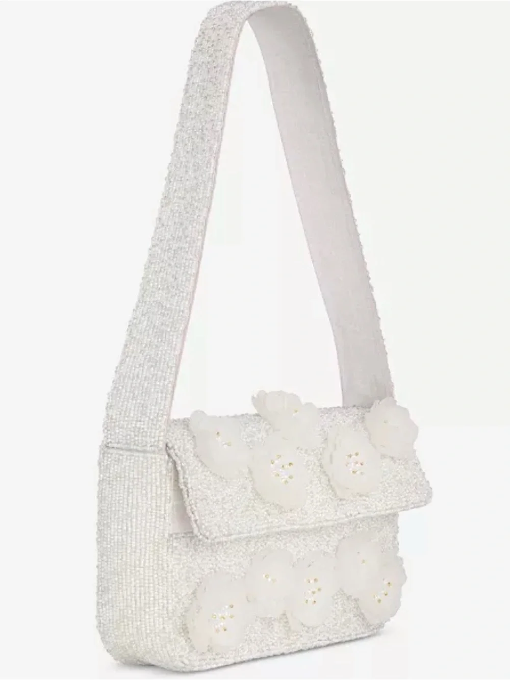 Hand Beaded 3D Flower Shoulder Bag